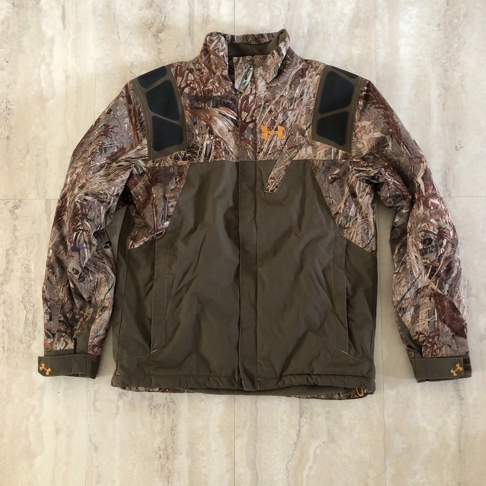 Under Armour Mossy Oak Duck Blind Men’s M Camo Green Hunting Winter Coat Jacket